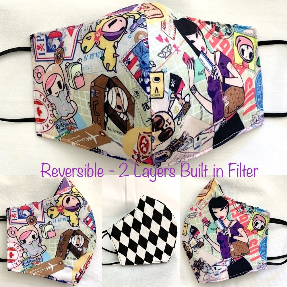 Custom TOKIDOKI face mask with filter